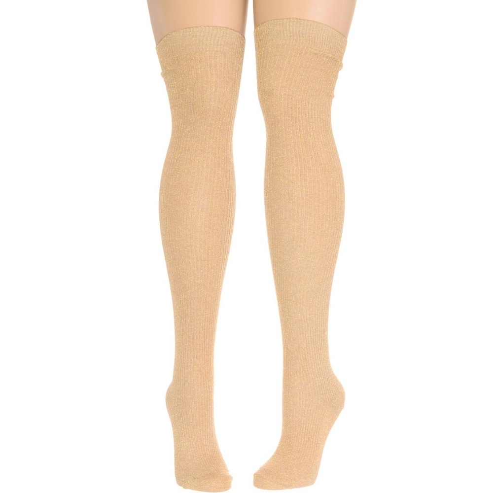 NEW Gilded Era Glittery Gold Thigh High Socks